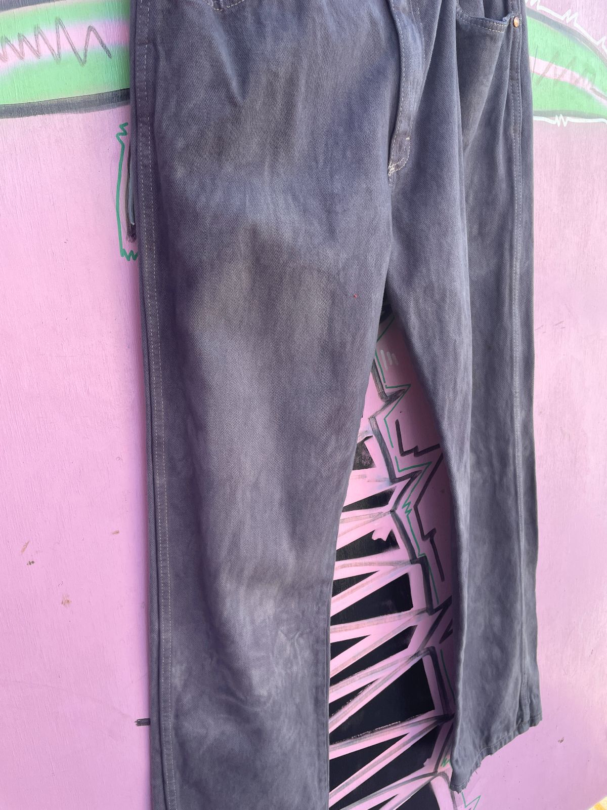 OVERDYED DISTRESSED DENIM PANTS