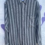 LOVE! 1990S TONAL VERTICAL STRIPED WOVEN LONG SLEEVE BUTTON DOWN SHIRT