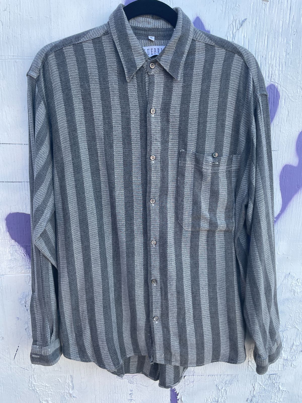 product details: LOVE! 1990S TONAL VERTICAL STRIPED WOVEN LONG SLEEVE BUTTON DOWN SHIRT photo