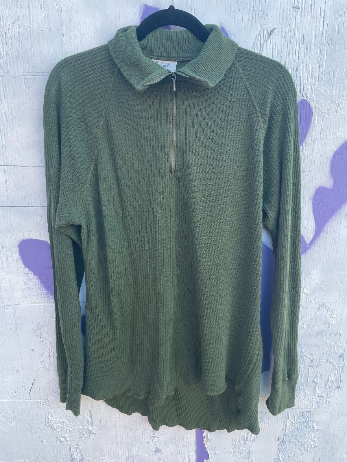 1990S SWEDISH MILITARY, QUARTER ZIP LONG SLEEVE THERMAL UNDER SHIRT