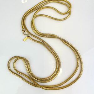 Photo detail:RETRO SUPER LONG GOLD PLATED SNAKE CHAIN NECKLACE, SIGNED TAG