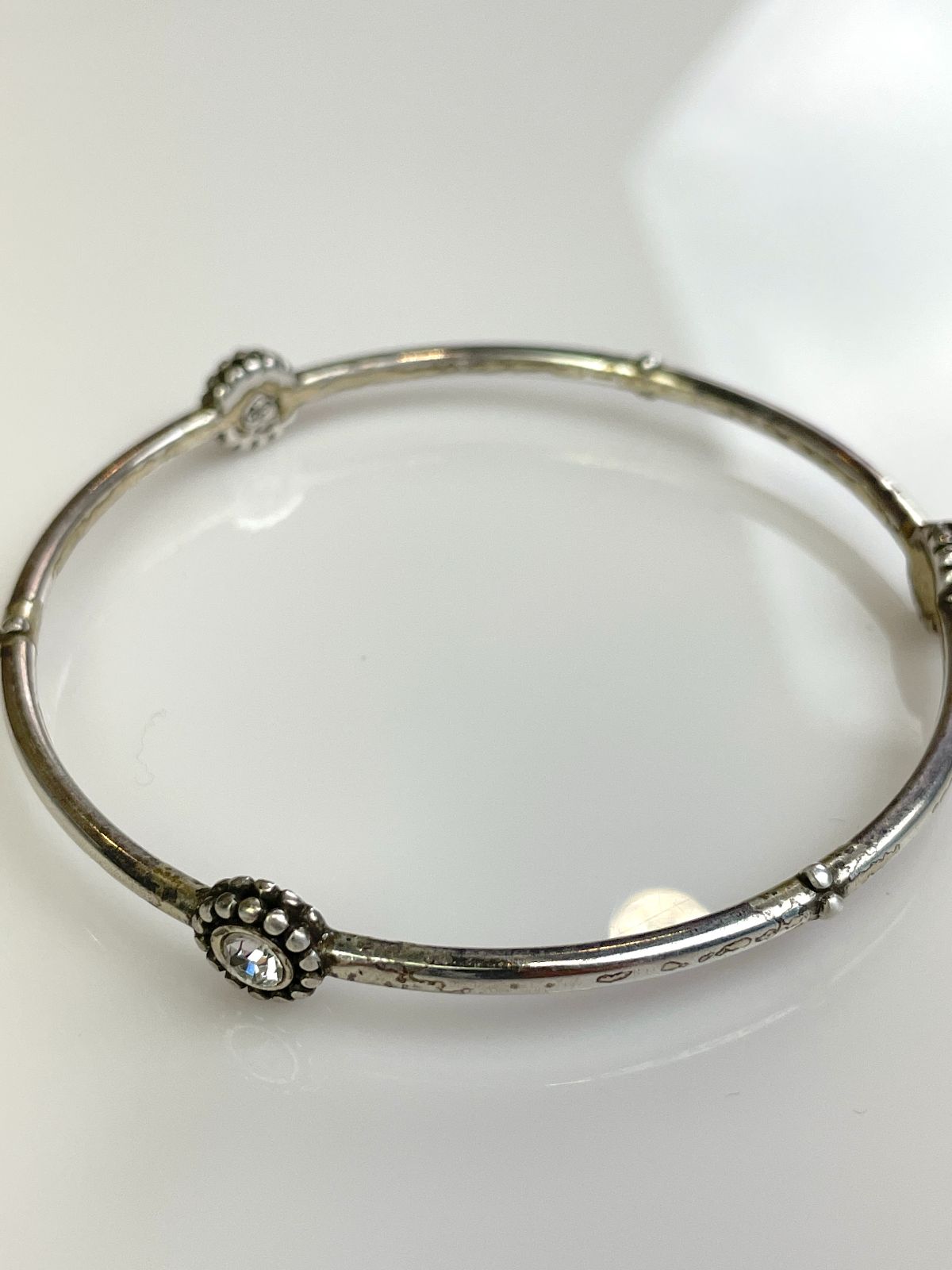 THIN STERLING SILVER BANGLE BRACELET, TOPAZ STONES