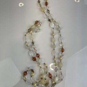 Photo detail:LONG DOUBLE WRAP ACRYLIC BEADED & PEARL LINK NECKLACE