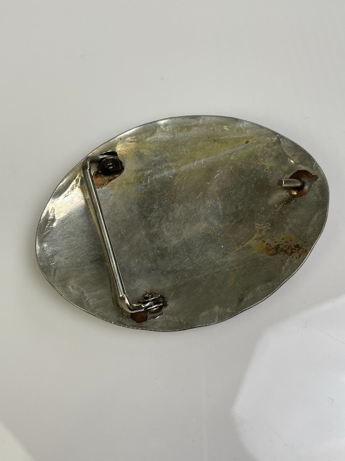 CARVED MOTHER OF PEARL ROSE DESIGN BELT BUCKLE - POSSIBLY STERLING SILVER