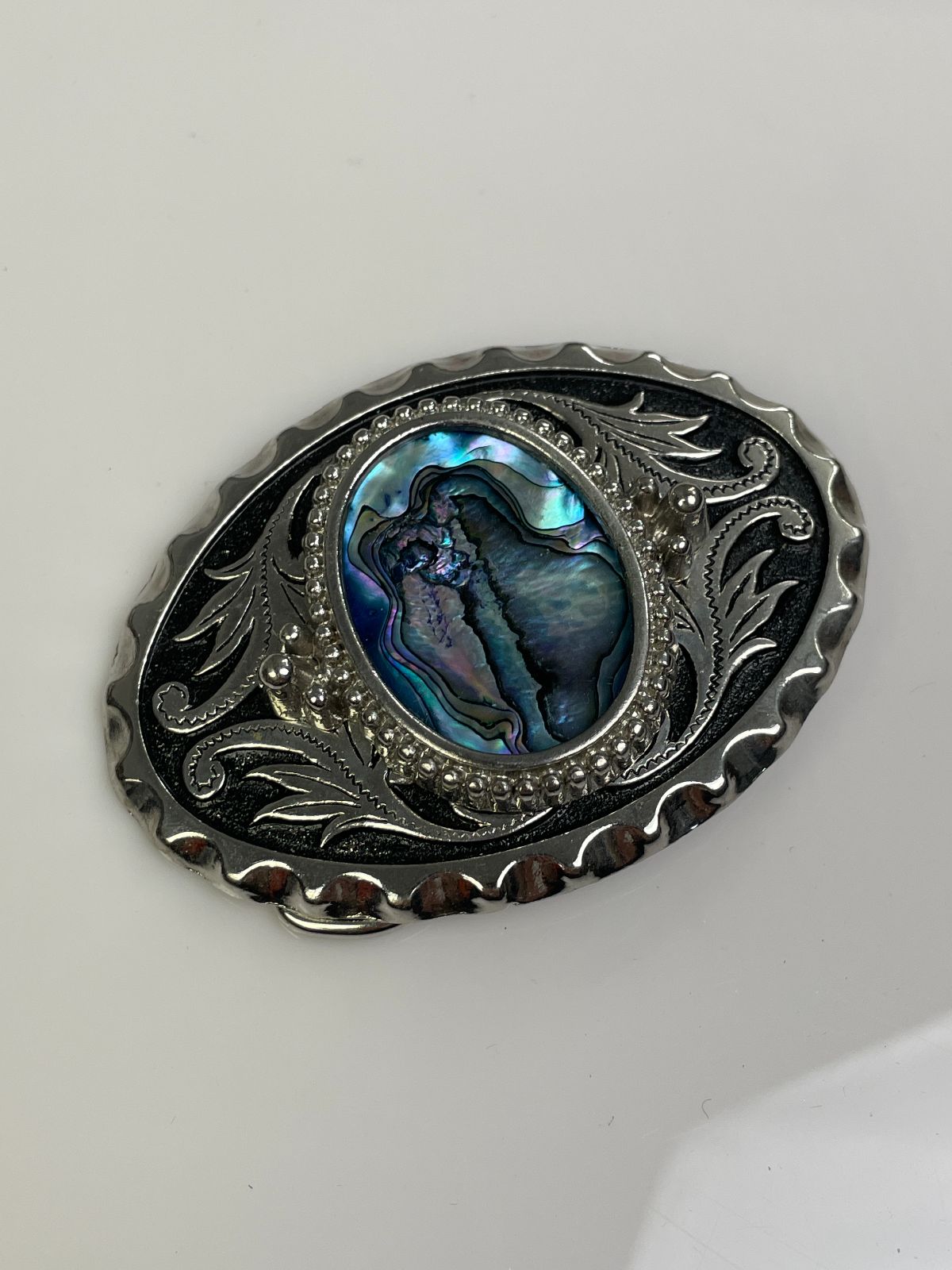 ABALONE INLAY ORNATE DESIGN BELT BUCKLE