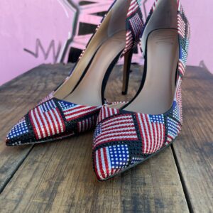Photo detail:CUTE! AMERICAN FLAG RHINESTONE HIGH HEEL PUMPS
