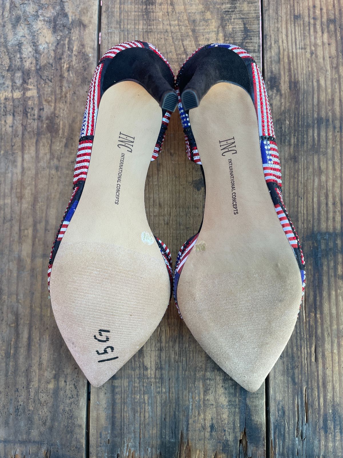 CUTE! AMERICAN FLAG RHINESTONE HIGH HEEL PUMPS