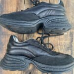 POP BLACK LEATHER  CHUNKY PLATFORM SNEAKERS