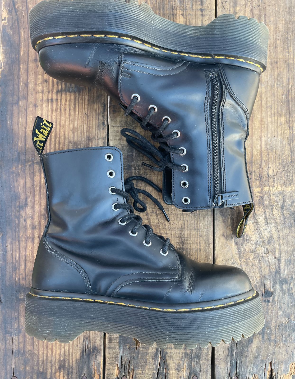 product details: AS-IS DR. MARTENS JADON PLATFORM LEATHER BOOTS photo
