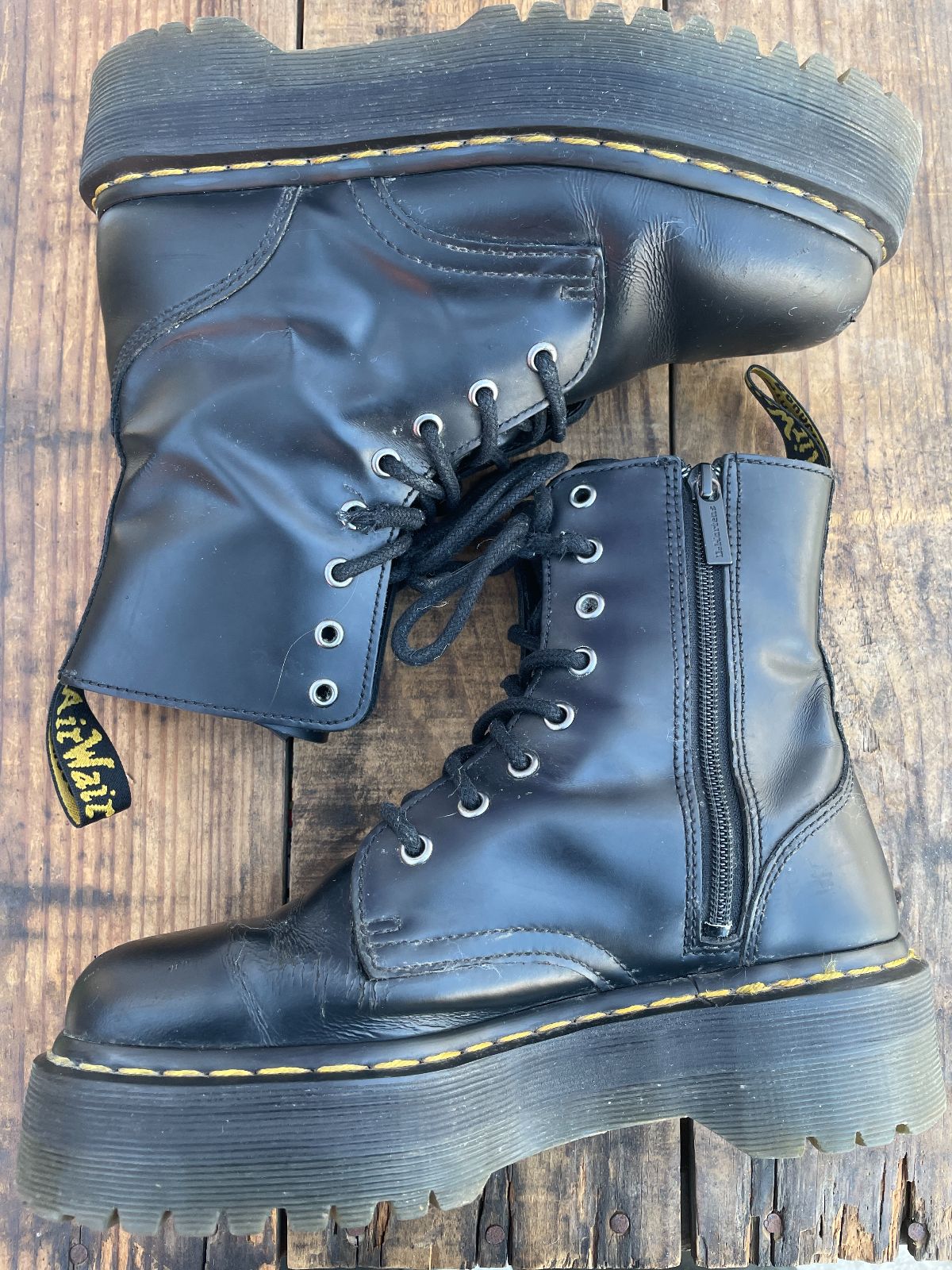 product details: AS-IS DR. MARTENS JADON PLATFORM LEATHER BOOTS photo