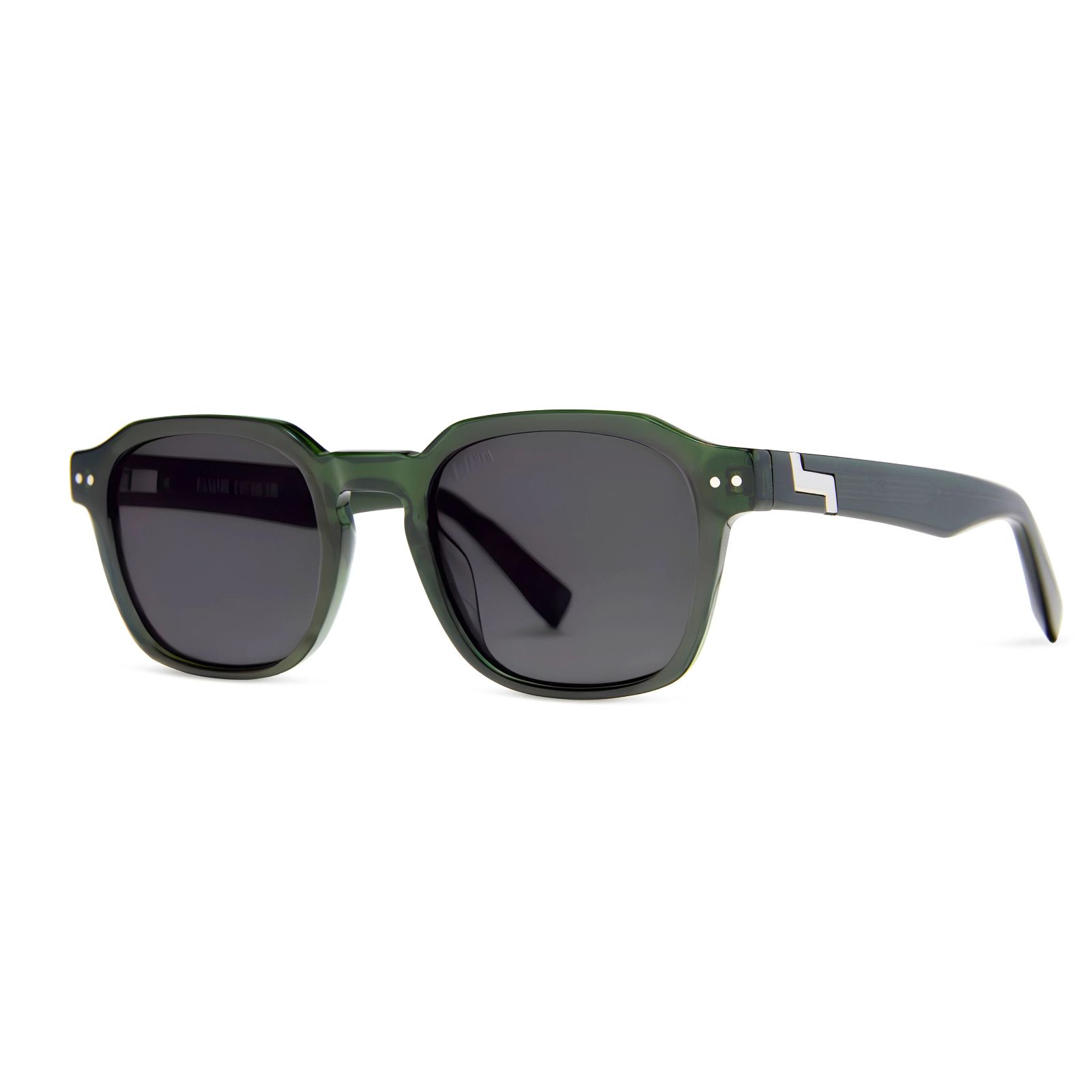 product details: HEXAGONAL SHAPED SUNGLASSES, CLEAR OLIVE GREEN FRAME - LAUTNER photo