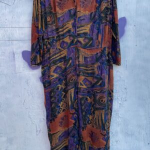 Photo detail:1990S EARTH TONE PRINT LONG SLEEVE RAYON JUMPSUIT