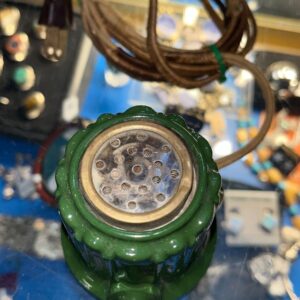 Photo detail:*AS-IS* VINTAGE 1940S-50S ELECTRIC CERAMIC CHALKWARE CORDED PLUG-IN TABLE LIGHTER - IRON & CLOTH CORD