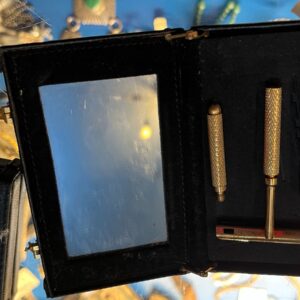 Photo detail:MENS TRAVEL GROOMING KIT, BRASS STRAIGHT RAZOR, MINI LOCKING SUITCASE