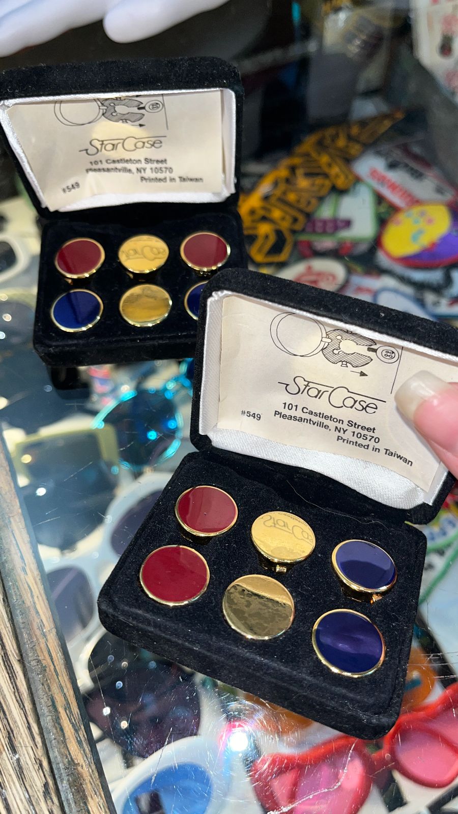 product details: NOS MENS GIFT SET HARD ENAMEL BUTTON COVER SET photo