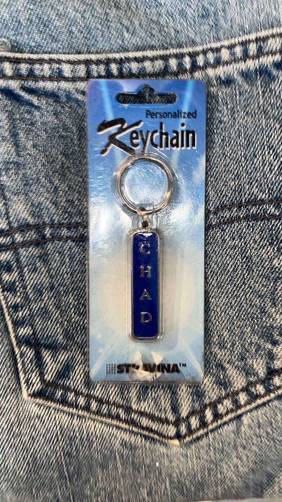 product details: 1980S-90S PERSONALIZED ENAMEL KEYCHAIN - CHAD photo