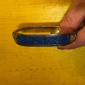 925 STERLING SILVER BRACELET W/ CRUSHED STONE INLAY - LAPIS OR TURQUOISE in SILVER