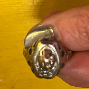 ORNATE 18K GOLD & STERLING SILVER SIGNET CLASS RING INDIAN CHIEF DESIGN in SILVER, GOLD