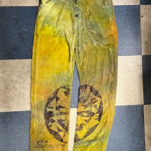 Photo detail:*AS-IS* SO COOL! MADE IN HOLLAND! OMBRE GRAPHIC CRUSHED VELVET PANTS, BUTTON FLY