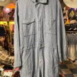 1990S CLASSIC STRIPED HERRINGBONE WORKWEAR MECHANICS STYLE JUMPSUIT COTTON
