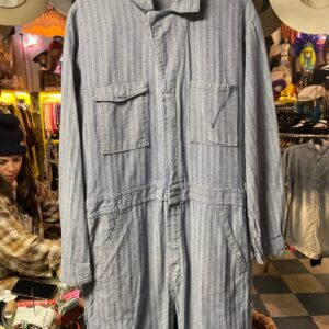 Photo detail:1990S CLASSIC STRIPED HERRINGBONE WORKWEAR MECHANICS STYLE JUMPSUIT COTTON