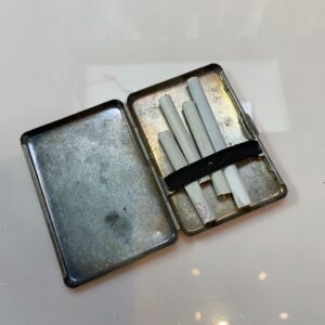 Photo detail:*AS-IS* 1950S TEXTURED DECO STYLE MINI CIGARETTE CASE, CIGARETTES INCLUDED