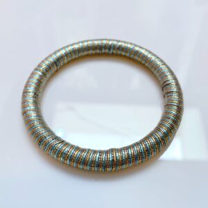 Photo detail:COOL! WRAPPED METALLIC GOLD & BLUE LUREX BANGLE BRACELET UNIQUE TEXTURED DESIGN