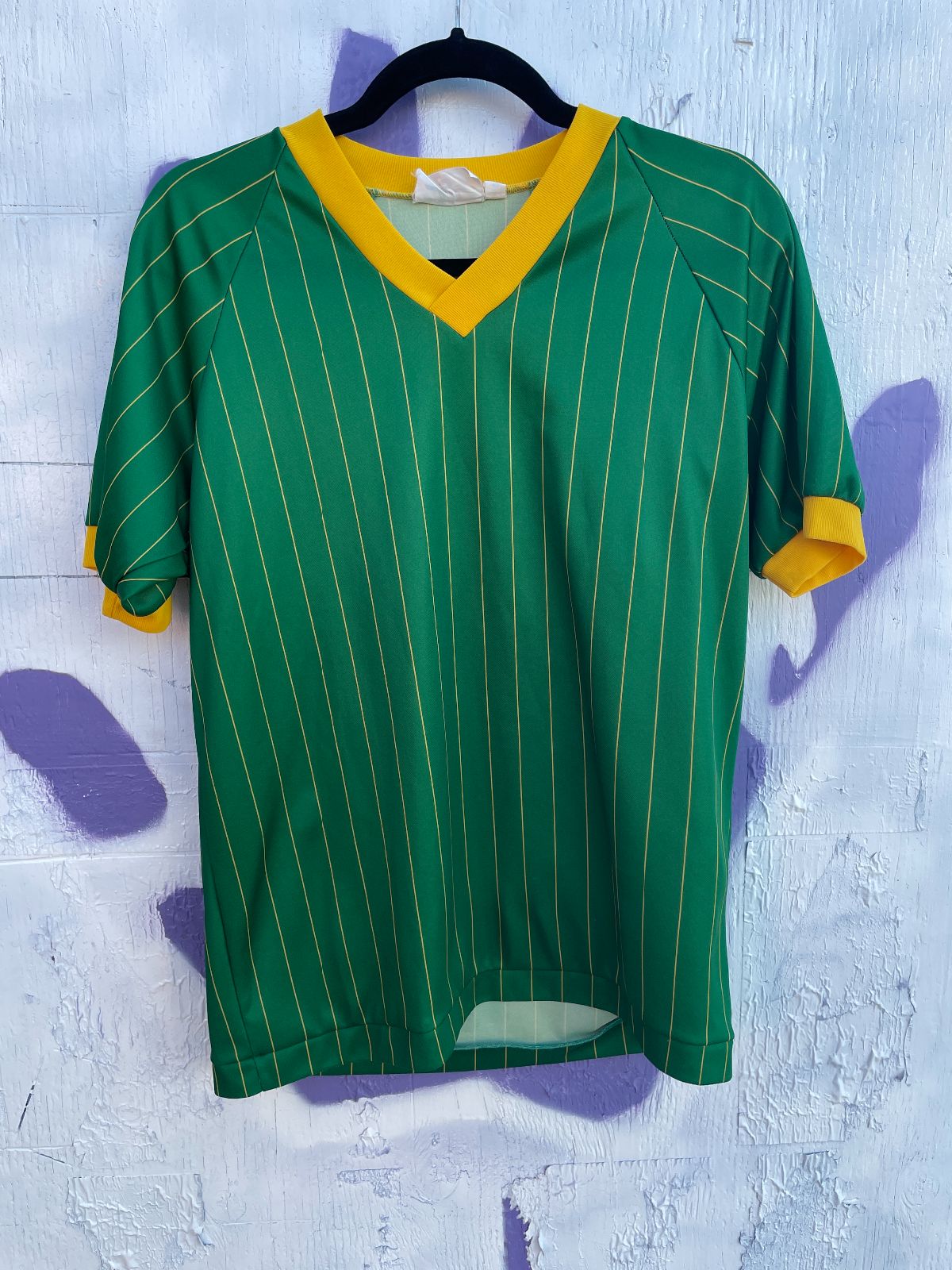 product details: SOLID PINSTRIPED V-NECK RINGER PRACTICE SOCCER JERSEY photo
