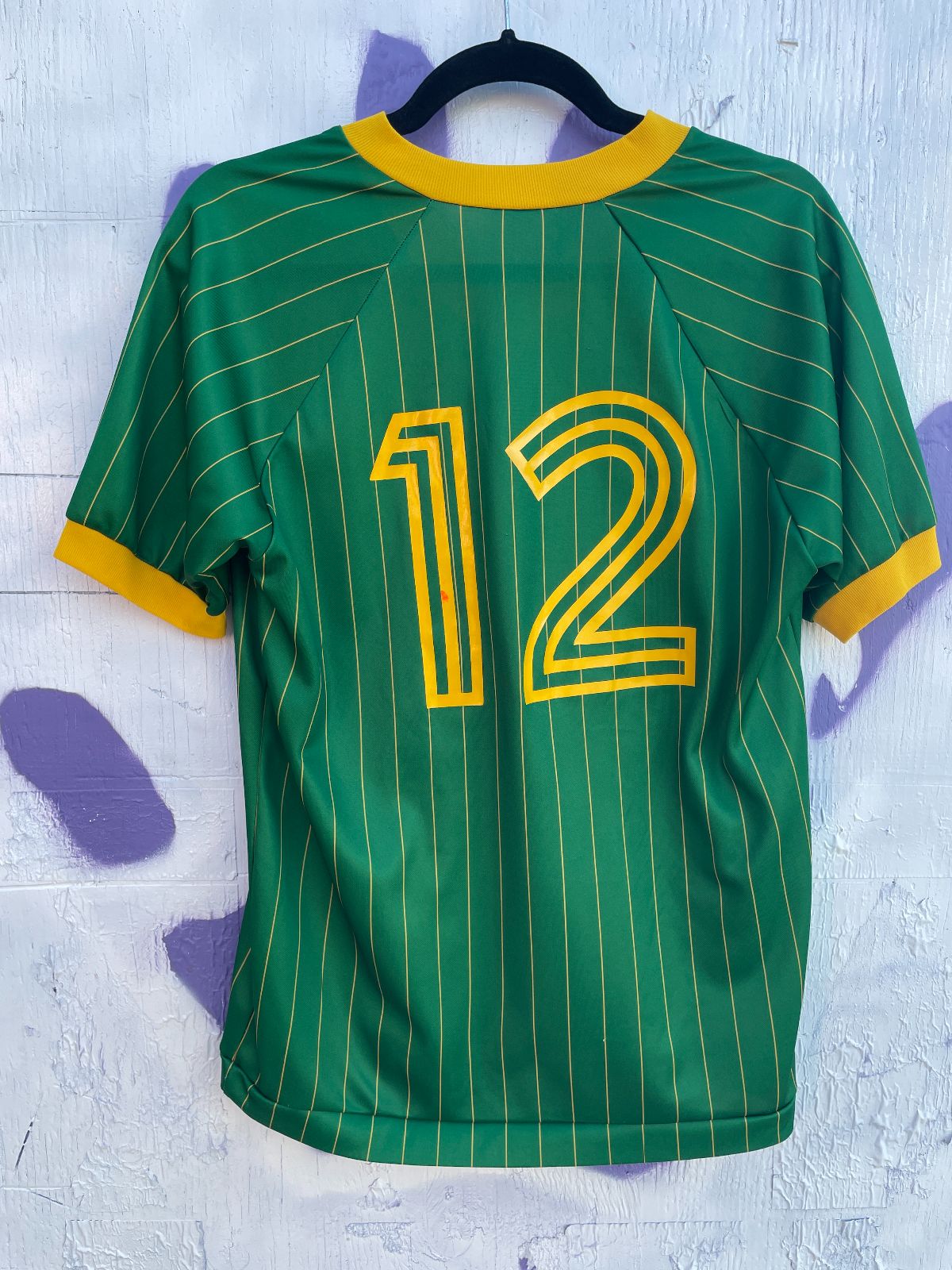 product details: SOLID PINSTRIPED V-NECK RINGER PRACTICE SOCCER JERSEY photo