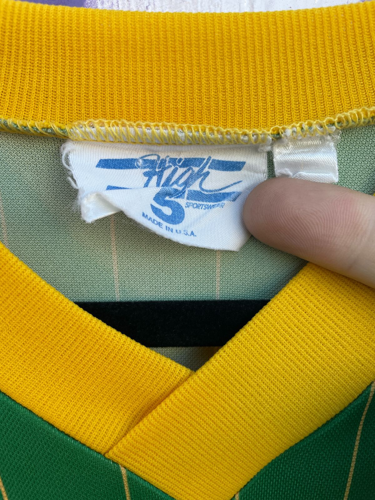 product details: SOLID PINSTRIPED V-NECK RINGER PRACTICE SOCCER JERSEY photo