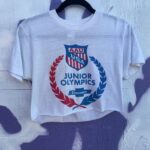 *AS-IS* AAU USA JUNIOR OLYMPICS CREST CUT CROP GRAPHIC T SHIRT