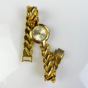 Photo detail:AS-IS LADIES GOLD PLATED WATCH, RHINESTONE FACE