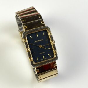 Photo detail:AS-IS GOLD PLATED WATCH SQUARE FACE BLACK DIAL, JAPAN MOVEMENT
