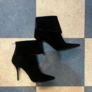 Photo detail:AS IS SUEDE FOLD OVER HEELED POINTED TOE BOOTS