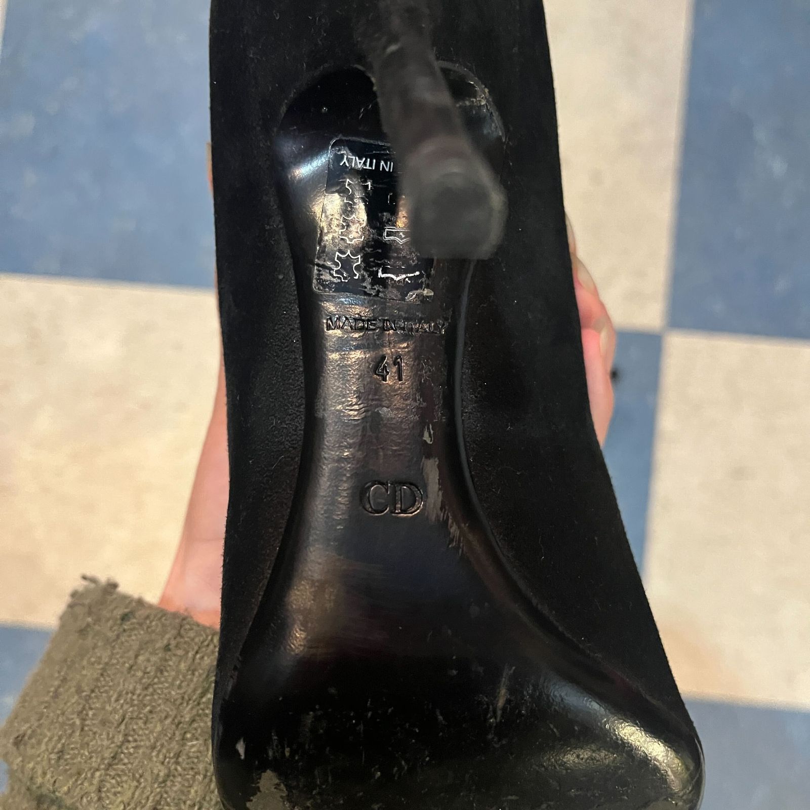 product details: AS IS SUEDE FOLD OVER HEELED POINTED TOE BOOTS photo