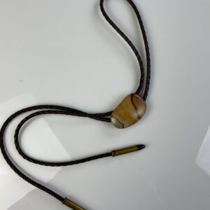 Photo detail:POLISHED JASPER STONE BOLO TIE W/ BULLET TIPS