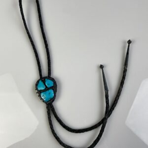 Photo detail:BEAUTIFUL TRIPLE TURQUOISE NUGGET 925 STERLING SILVER BOLO TIE *SIGNED