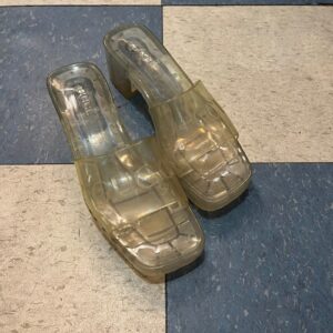 GUCCI *AS-IS* CLEAR JELLY BLOCK HEEL OPEN TOE GUCCI SANDALS in CLEAR