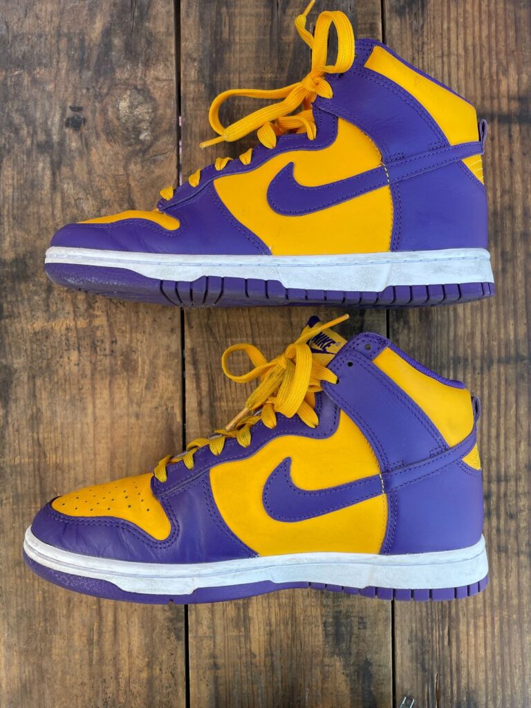 NIKE DUNK HIGH RETRO COURT PURPLE YELLOW LAKERS SNEAKERS