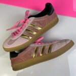 GUCCI X ADIDAS GAZELLES PINK VELVET GUMSOLE SNEAKERS