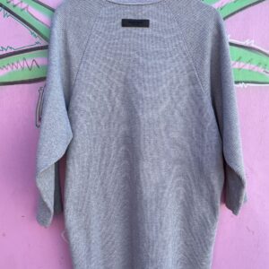 FEAR OF GOD FEAR OF GOD ESSENTIALS WAFFLE TEE BIG E THERMAL SHIRT W/ HIDDEN POCKETS FLOCKING E in OATMEAL