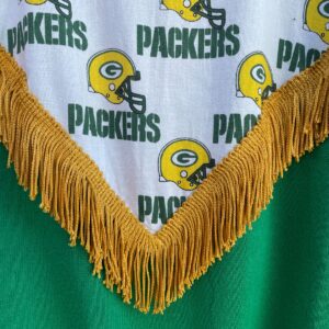 TULEX AS-IS OVER THE TOP NFL GREEN BAY PACKERS FRINGE ZIPUP SWEATSHIRT in GREEN, WHITE, YELLOW