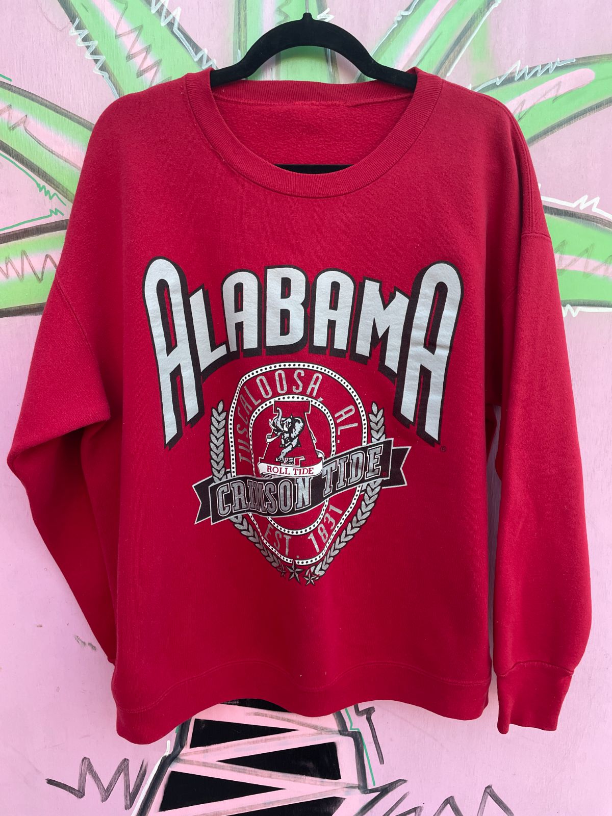 NCAA ALABAMA CRIMSON TIDE GRAPHIC CREWNECK SWEATSHIRT 100% COTTON in RED