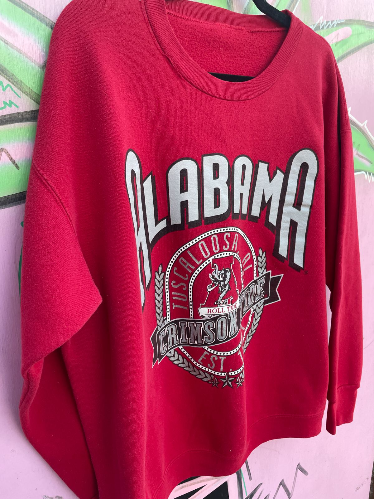 NCAA ALABAMA CRIMSON TIDE GRAPHIC CREWNECK SWEATSHIRT 100% COTTON in RED