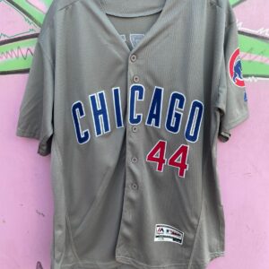 majestic AS-IS MLB CHICAGO CUBS #44 RIZZO 2016 WORLD SERIES CHAMPIONS BASEBALL JERSEY in GRAY, BLUE, RED