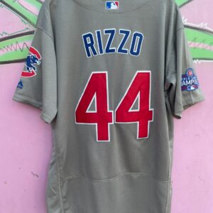 majestic AS-IS MLB CHICAGO CUBS #44 RIZZO 2016 WORLD SERIES CHAMPIONS BASEBALL JERSEY in GRAY, BLUE, RED