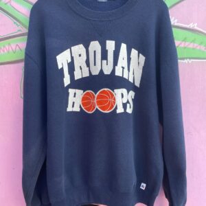 RUSSEL TROJAN HOOPS PULLOVER SWEATSHIRT in BLUE