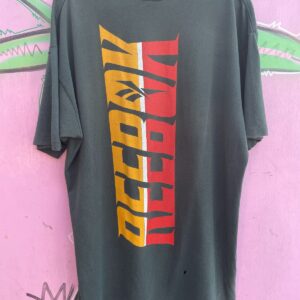 REEBOK *AS-IS* REEBOK V NECK CUT SINGLE STITCH GRAPHIC T-SHIRT in BLACK, YELLOW, RED