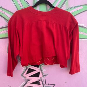 JESCO CROPPED LONG SLEEVE 100% COTTON FOOTBALL JERSEY #33 in RED, WHITE