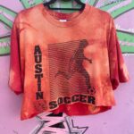 BLEACH DYED AUSTIN BULLDOG SOCCER CROPPED T-SHIRT